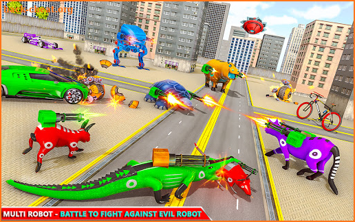 Cat Robot Car Game - Crocodile Robot Bicycle Games screenshot