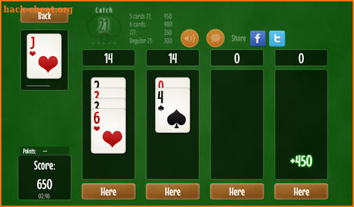 Catch 21 Blackjack Solitaire screenshot