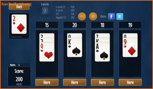 Catch 21 Blackjack Solitaire screenshot