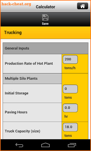 Caterpillar Paving Calculator screenshot