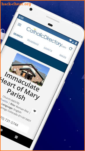 Catholic Mass Times Church Directory screenshot