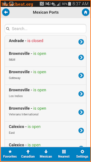 CBP Border Wait Times screenshot