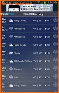 CBS Philly Weather screenshot