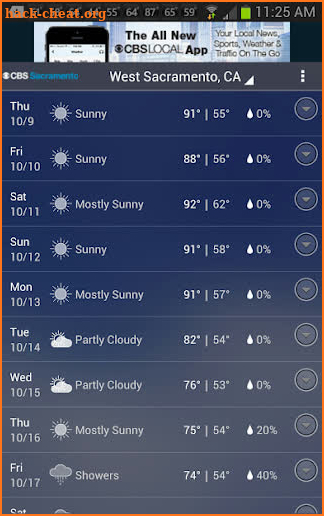 CBS Sacramento Weather screenshot