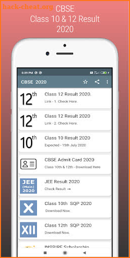 CBSE Result 2020 screenshot