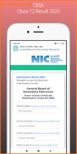 CBSE Result 2020 screenshot