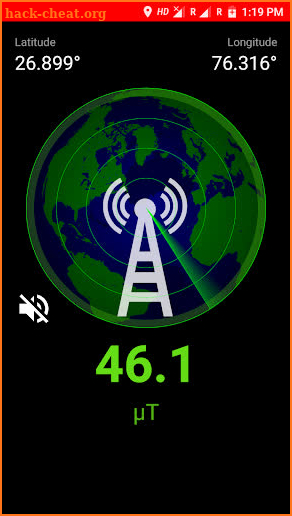 Cellular Radiation detector with lat-long screenshot