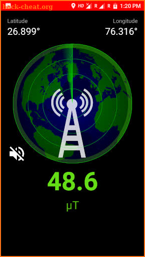 Cellular Radiation detector with lat-long screenshot