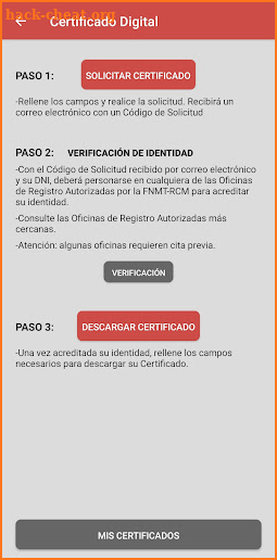 Certificado digital directo con DNI o verificación screenshot