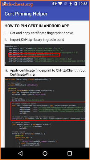 Certificate Pinning Helper screenshot