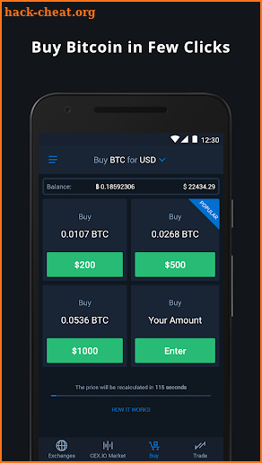 CEX.IO Bitcoin Exchange screenshot