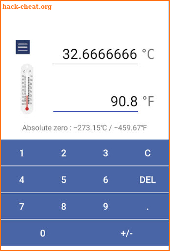 CF converter (Celsius <=> Fahrenheit) screenshot