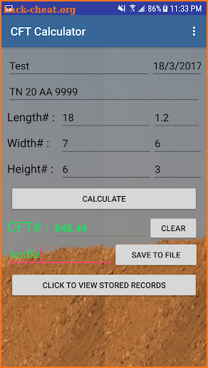 CFT calculator - cubic feet screenshot