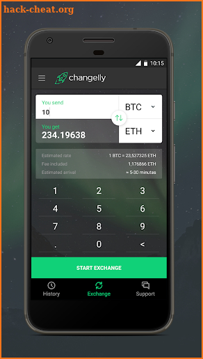 Changelly screenshot