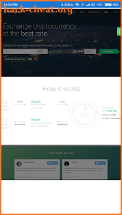 Changelly Exchange screenshot