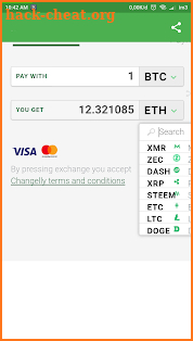 Changelly Instantly Crypto Exchanger screenshot