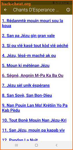 Chants D'Esperance Creole screenshot