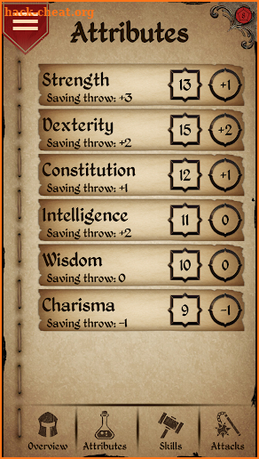 Character Sheet screenshot