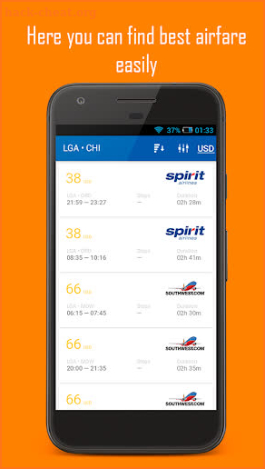 Cheap Spirit Airlines Airfare & Flights booking screenshot