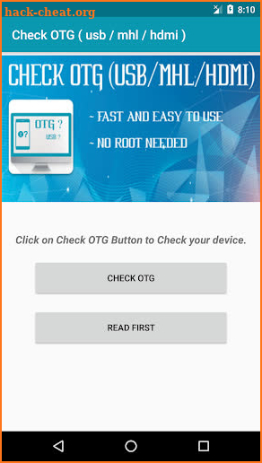 Check OTG ( usb / mhl / hdmi ) screenshot