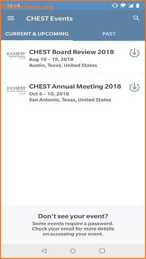 CHEST Events screenshot