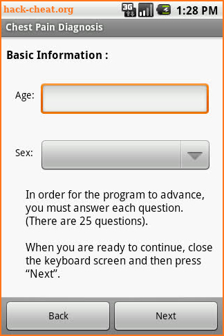 Chest Pain Self Diagnosis App screenshot