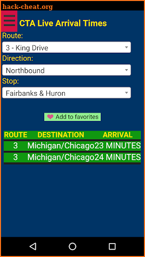 Chicago CTA Bus Tracker screenshot