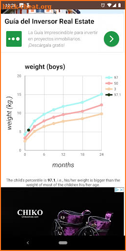 Child growth calculator screenshot