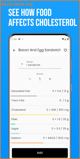 Cholesterol Tracker: diet aid screenshot