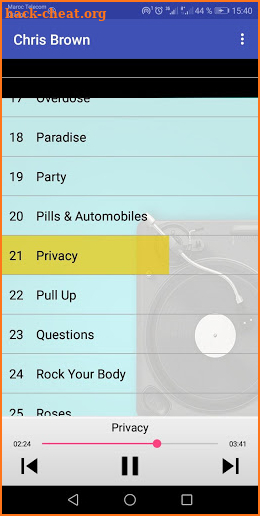 Chris Brown songs screenshot