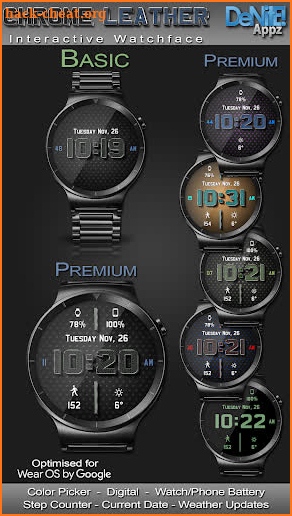 Chrome Leather HD Watch Face screenshot