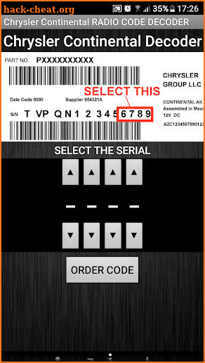Chrysler Continental Decoder screenshot