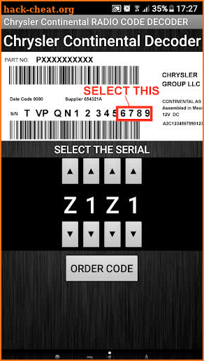 Chrysler Continental Decoder screenshot