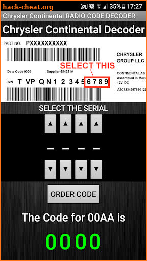 Chrysler Continental Decoder screenshot