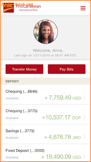 CIBC FirstCaribbean Mobile screenshot