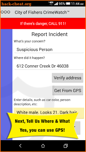 City of Fishers CrimeWatch screenshot