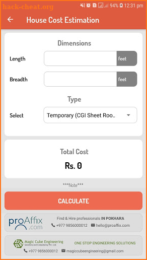 Civil Rate Analysis - Construction Cost Estimation screenshot