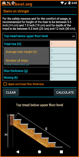 Classic stair calculator screenshot
