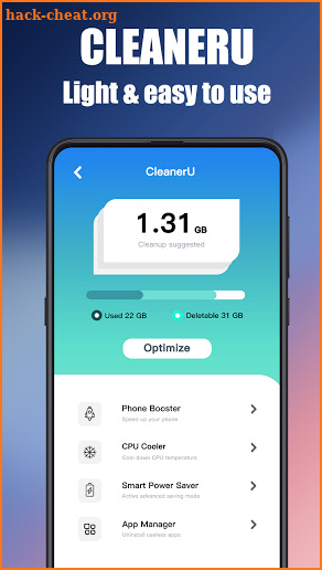 CleanerU - Junk Cleaner, CPU Cooler, Battery Saver screenshot