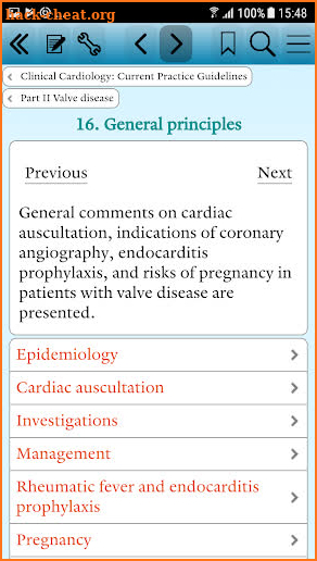 Clinical Cardiology: Current Practice Guidelines screenshot