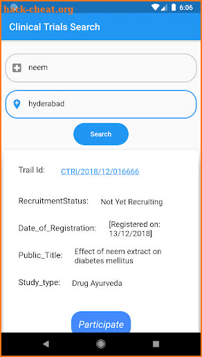 Clinical Trials screenshot