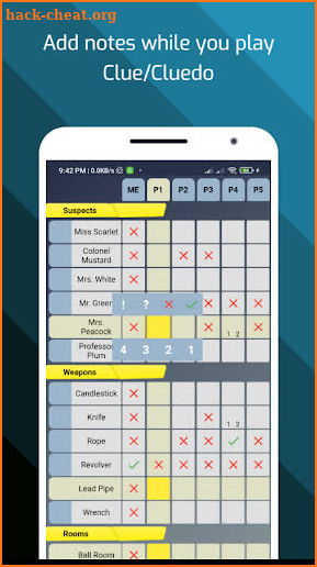 Clue Pad (Cluedo Notes) screenshot