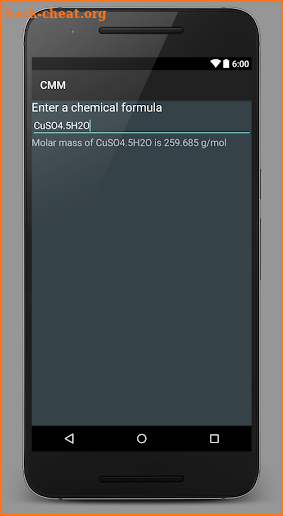 CMM | Molar Mass Calculator screenshot