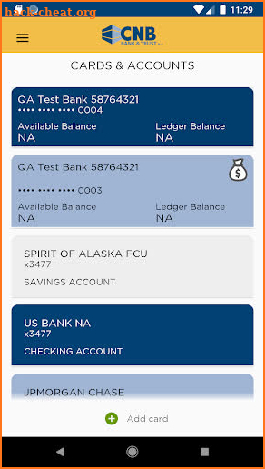 CNB Bank & Trust Card Manager screenshot