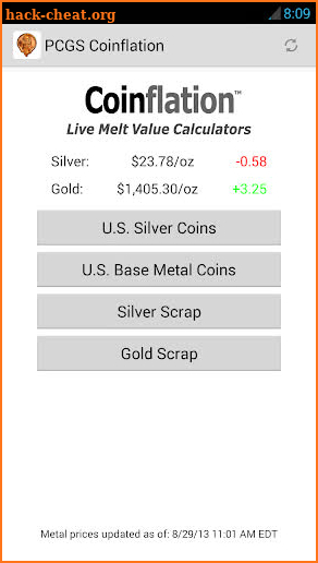 Coinflation - Gold & Silver Melt Values screenshot