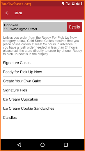 Cold Stone® Cakes Ordering screenshot