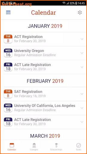 CollegeData Deadlines screenshot