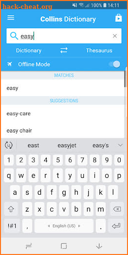 Collins English Dictionary and Thesaurus screenshot