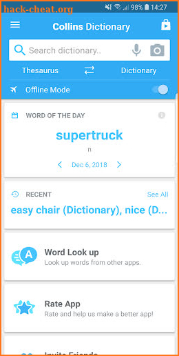 Collins English Dictionary and Thesaurus screenshot