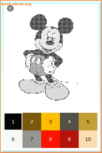 Color by number Mickey Mouse Pixel art screenshot